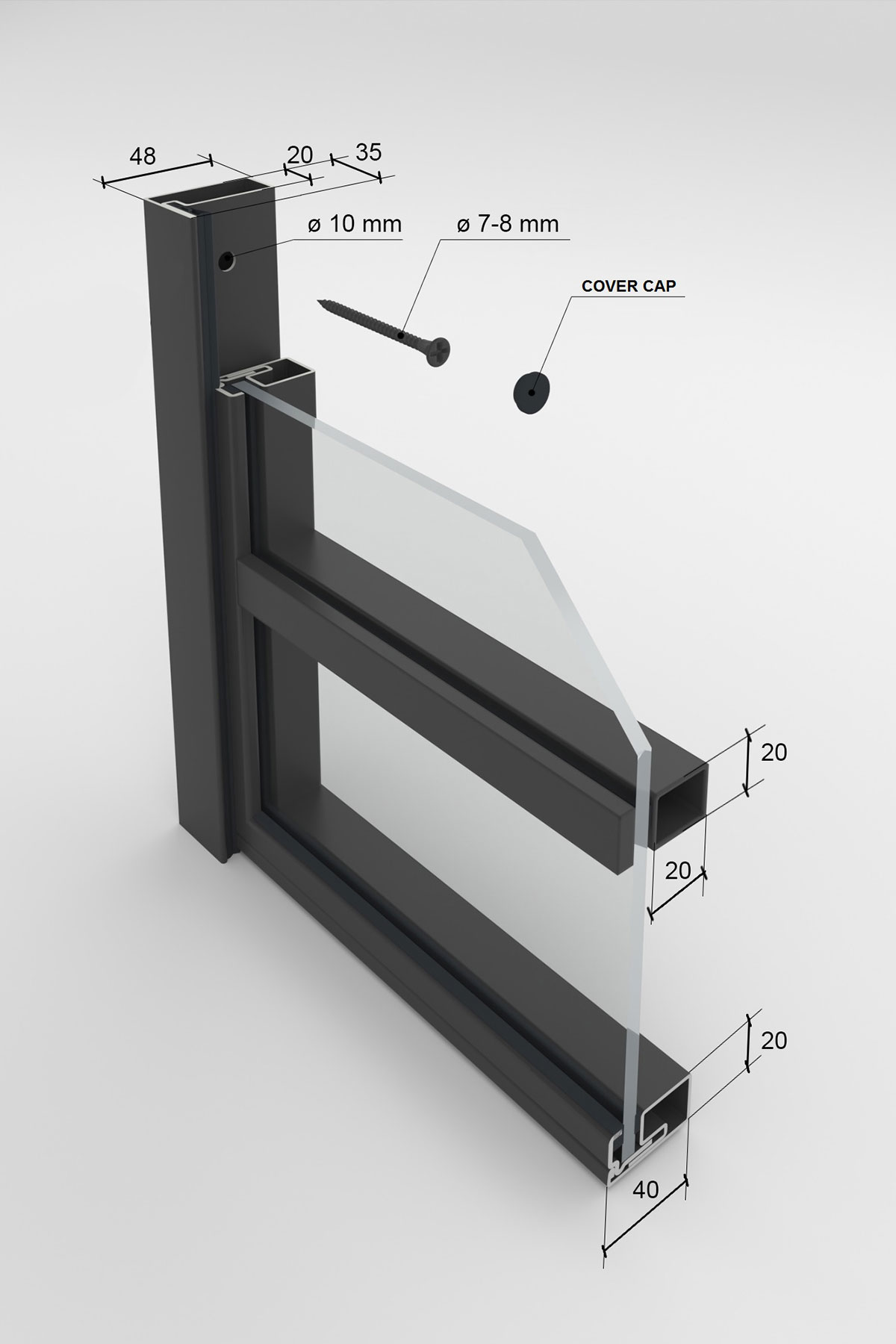 Dimensions of the profiles for Prestige II steel door option