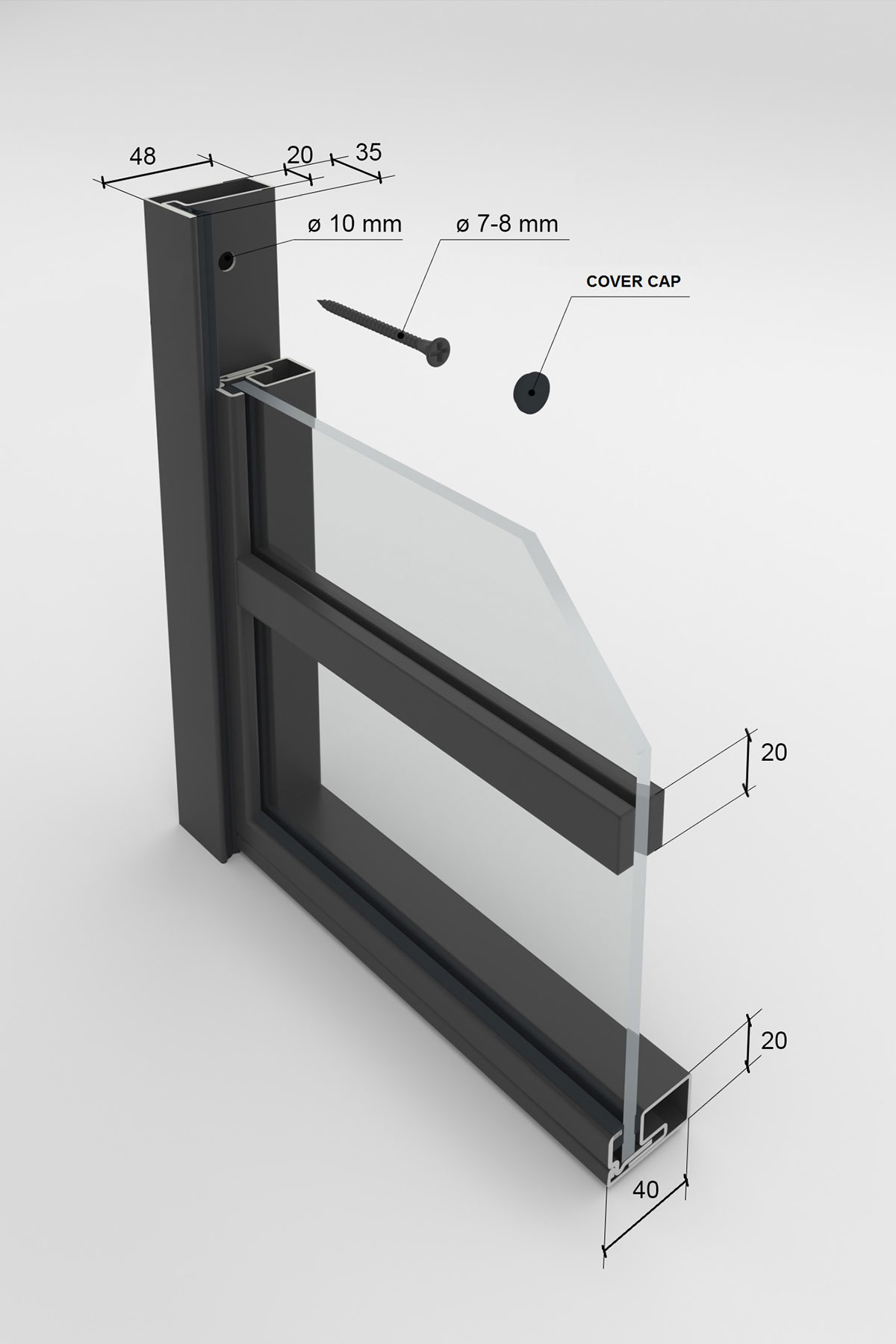 Dimensions of the profiles for Prestige II steel door option