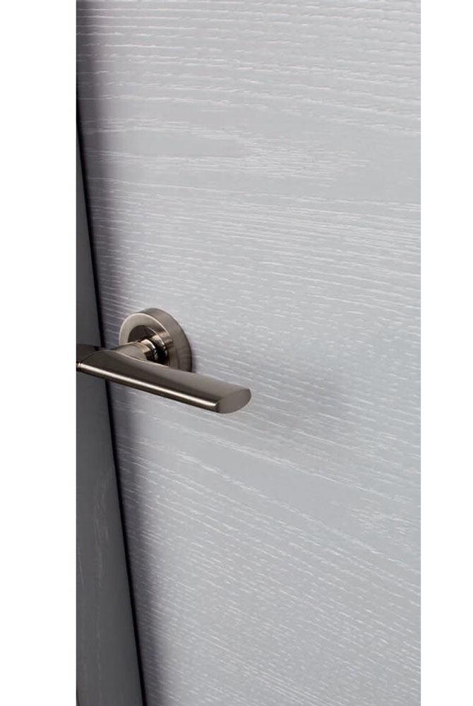 Horizon door with frosted grey finish